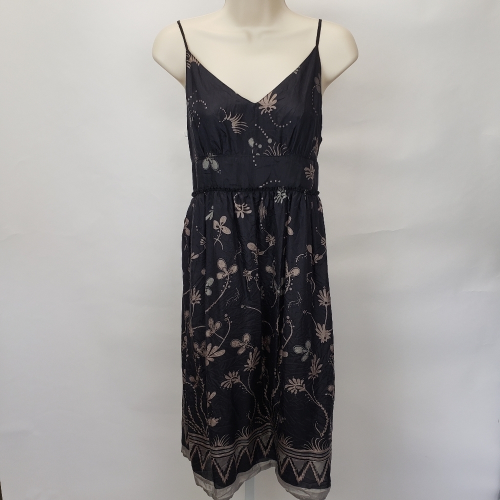 See By Chloé Black Floral Midi Slip Dress